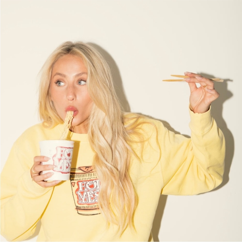 XL Alix Earle Yellow Unwell Long Sleeve Sweatshirt